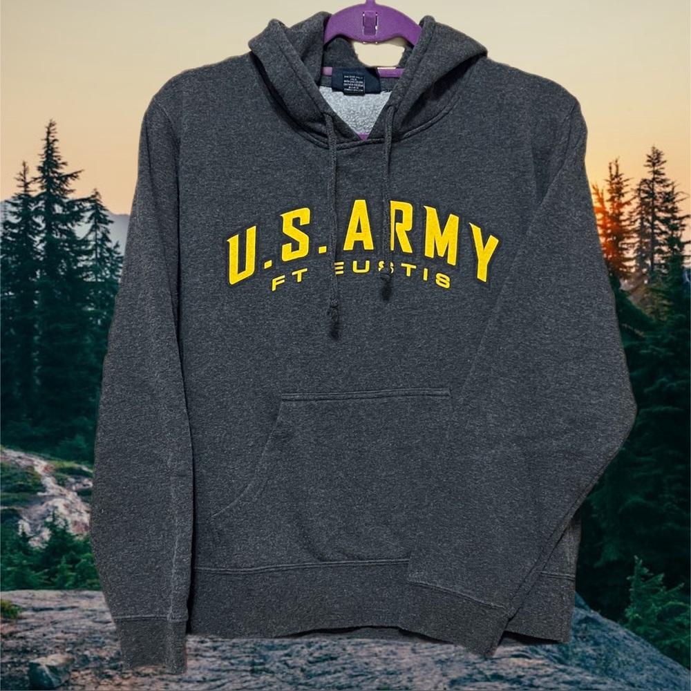 Gray Vintage U.S. Army Fort Eustis Hoodie by J America / Jerzees Size Small